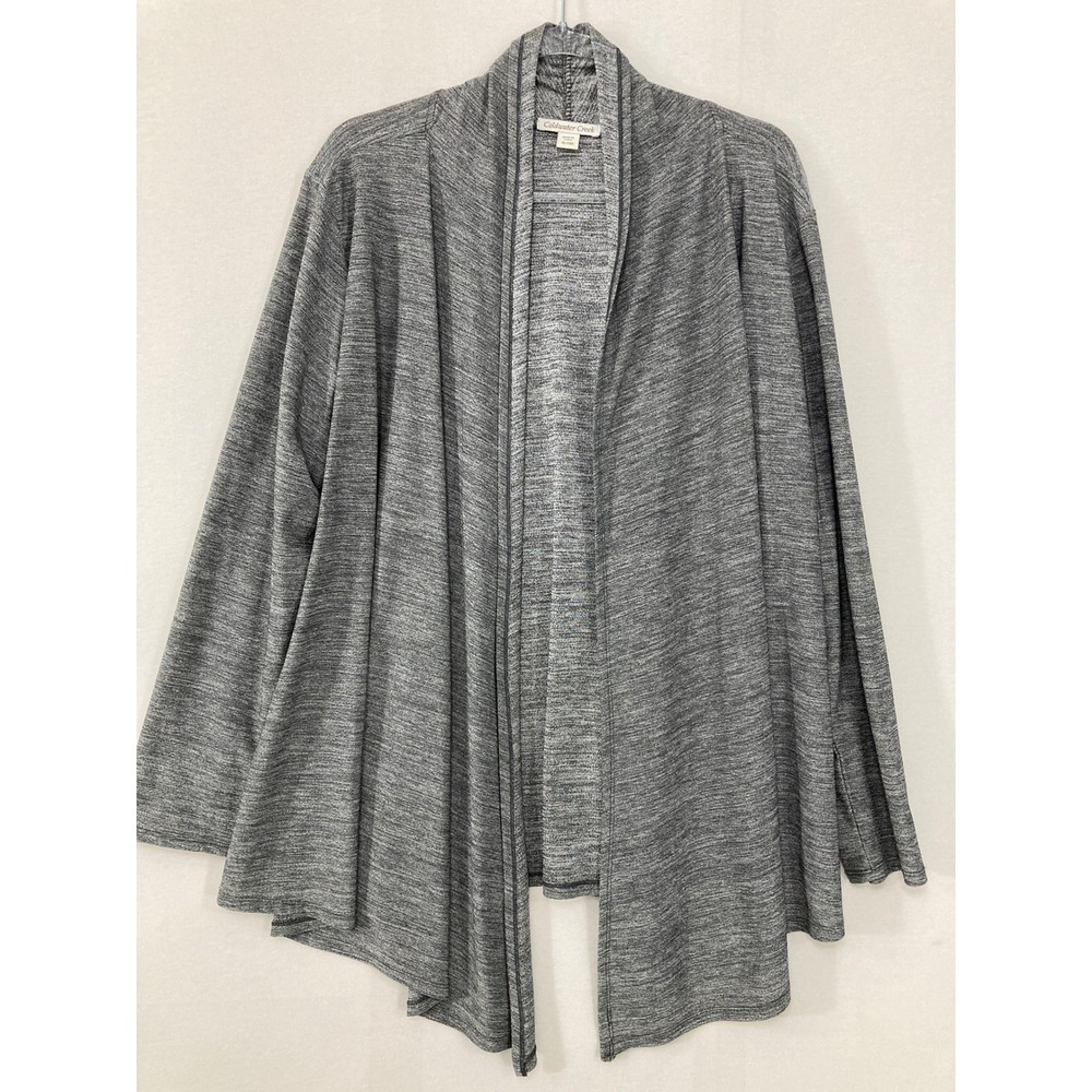 Coldwater Creek Cardigan XL Gray Space Dye Open Front Stretch Knit Comfy